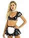 IEFIEL Ensemble Lingerie Femme de Ménage Déguisement Servante Domestique Uniforme Soubrette Adulte Sexy Robe Serveuse Erotique Tablier Costume Maid Cosplay Noir L