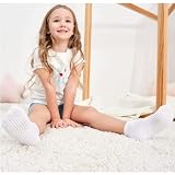 12 par antypoślizgowych bawełnianych skarpet z uchwytem dla maluchów chłopców dziewcząt(8#Biały,3-12 miesięcy)