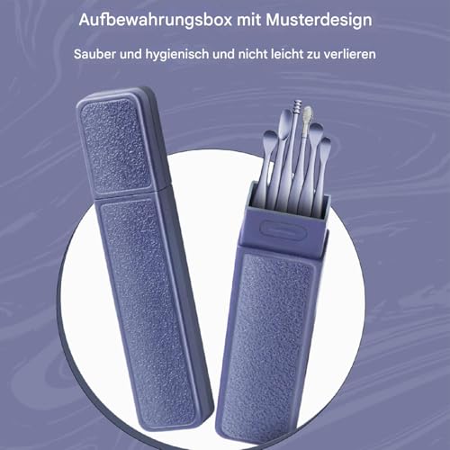 Tapones para los oídos, 6 cm, pala de cera portátil, herramienta de limpieza de oído sin dolor, kit de eliminación de cerumen de acero inoxidable para el cuidado del hogar, higiene de viajes - imagen 5