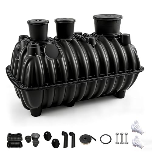 Large 274-gallon underground septic tank corrosion-resistant PP septic tank system equipped with a standpipe and observation hole cover dimensions are 68.3x38.8x36.2 inches suitable for 3-5 people