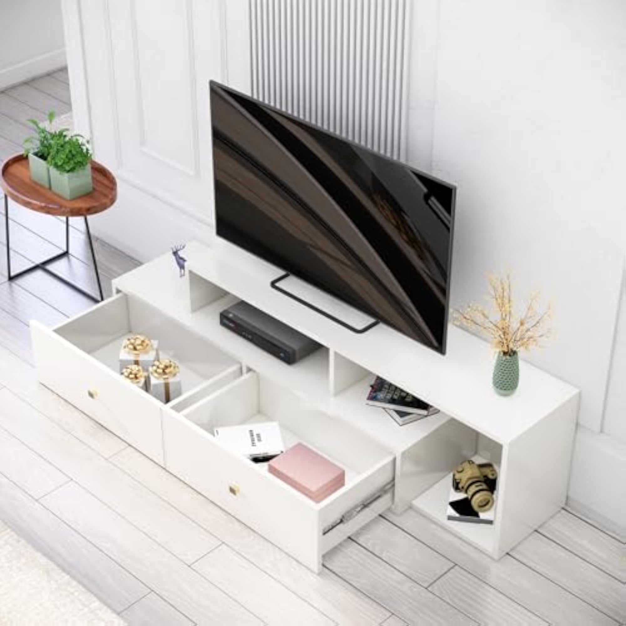Modern Engineered Wood TV Unit for Living Room, 60 Inch