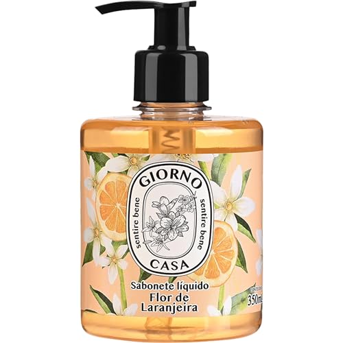 Sabonete Líquido Para as Mãos, Flor de Laranjeira, Giorno Casa, 350 ml, Laranja
