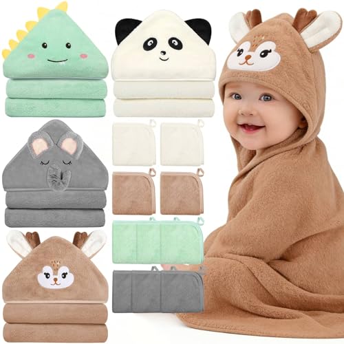 Image of 14 Pcs Baby Towels Set, Baby Towels and Washcloths Set-Baby Bath Essentials
