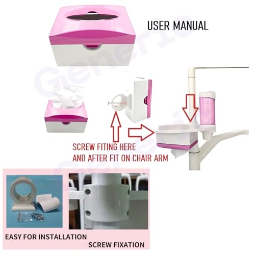 Image of Dental 3 in 1 Utility tray with Dispenser Water Cup Holder, Tissue Box & Utility Tray for Dental Implant of dental chair parts (Pack of 1 / Pink)