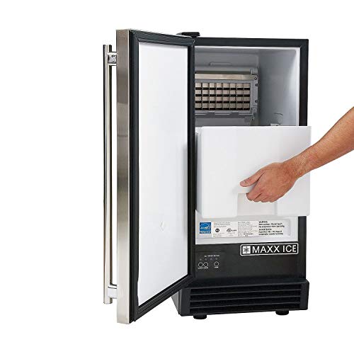 Maxx Ice Mim50 60Lb Premium Clear Ice Cube Maker Machine For Built-In Undercounter Or Freestanding Household Residential Or Commercial Use, 15 Inch Wide, Silver #TOP1