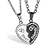 JewelryWe Schmuck 2PCS Paare Halskette Partnerketten Freundschaftsketten Partneranhänger Halskette-Set Edelstahl Best Friends Gravur Herz Anhänger mit 45cm 55cm Kette Schwarz Silber