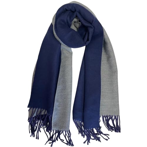 ウールペアマフラー ネイビー&ピンク