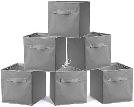 BRIAN & DANY Foldable Storage Cube Basket Bin, Set of 6, Gray, 31 x 31 x 31 cm
