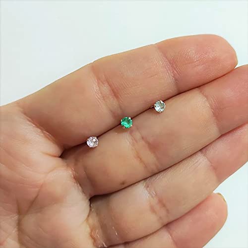 Kit Trio Brincos Zirconia Colorida 3mm Em Prata 925