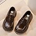 Girls Platform Loafers Fashion Chunky Heel Leather Flats Round Toe Uniform Dress Shoes Brown