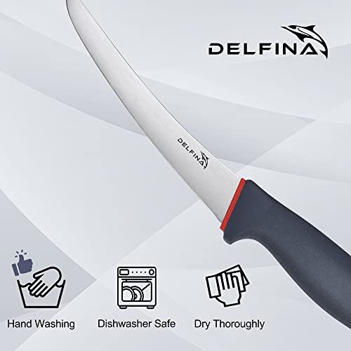 Delfina 6 Inch Boning Knife For Meat Cutting, Semi-Flexible Curved Blade Processing Knife, Premium Stainless Fish Fillet, Bbq Brisket Meat Trimming Butcher Knife For Kitchen Home Restaurant #TOP5