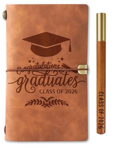 InnoBeta Class of 2026, Graduation Gifts 7.8"x5" Embossed Refillable Notebook with Pen, Perfect Graduation Gifts for Him & Her