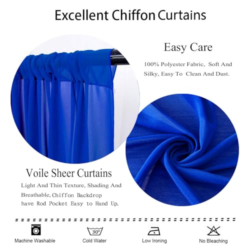 DUOBAO 5 x 7 ft Polyester Chiffon Backdrop Curtains Background Cloth Photography Backgrounds Fabric Backdrops Blue for Wedding Party Decoration 5ft x 7ft, 2 Panels Royal Blue by DUOBAO - Used condition - Image 4