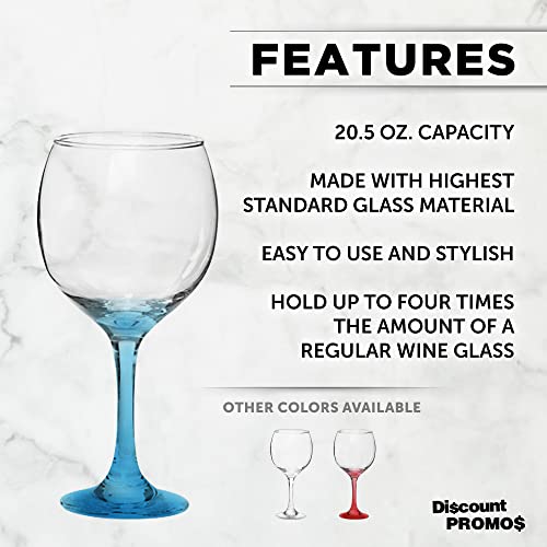 Discount Promos Premiere Wedding Wine Glasses 20.5 Oz. Set Of 12, Bulk Pack - Restaurant Glassware, Perfect For Red Wine Or White Wine - Blue #TOP1