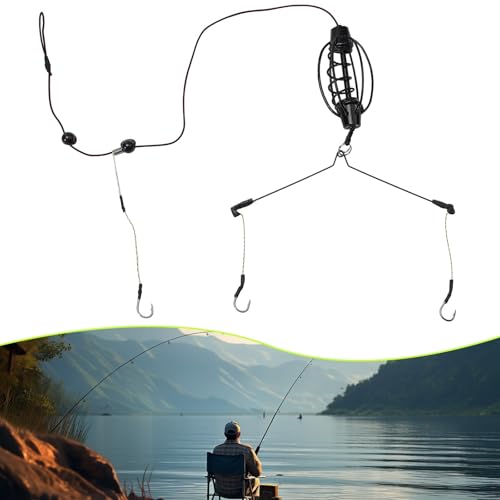 Juego de aparejos de jaula de alimentación para pesca de carpas con configuración de plomero hueco para ayudar a liberar cebo en corrientes variables (25 g)
