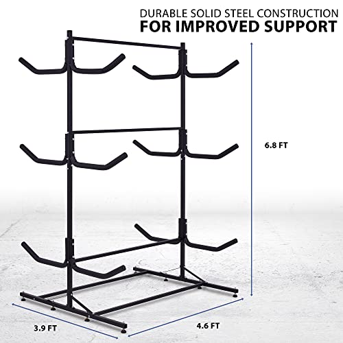 Raxgo Kayak Storage Rack, Heavy Duty Freestanding Storage For Six Kayak, Sup, Canoe & Paddleboard For Indoor, Outdoor, Garage, Shed, Or Dock, #TOP2