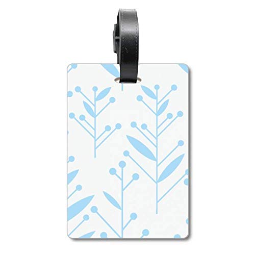 Étiquette bagage fleur bleue en forme de valisette pour carte d'adresse