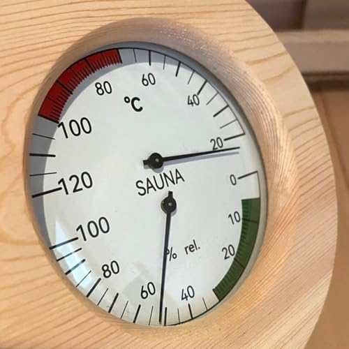 Wooden Sauna Thermometer Hygrometer, Dual Function Temperature Humidity Meter, For Steam Room Bath House Workshop Accurate Readings