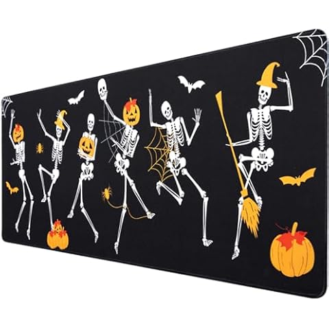 Halloween Gothic Mouse Pad Large Gaming Skeleton Skull Mouse Pads for Desktop Computer Keyboard Office Desk Pad Mat, Funny Desk Protector Mat, 16x36In Cover