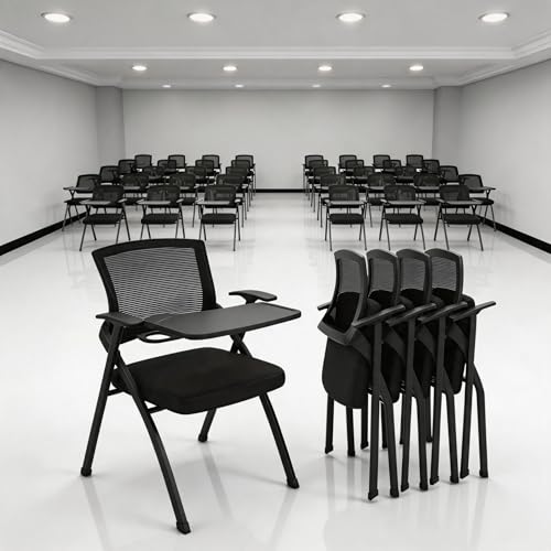 Velmorix Folding Office Chair Mesh-Back – Stackable & Foldable for Space Efficiency: Ideal for Conferences, Guest Reception, Training & Classrooms,with Writing Board,100