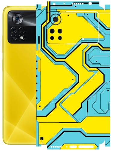 Image of AtOdds - Full Body Back Screen Guard Protector Film - Lamination Wrap Skin Sticker Compatible with Poco X4 PRO (5G) | Scratchproof Matte Finish (YellowLane)