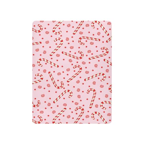 Image of Candy Cane Christmas Pink Crib Sheets Soft Breathable Fitted Baby Playard Sheets Mattress Cover for Girl Boys, 39 inch x 27 inch x 5 inch