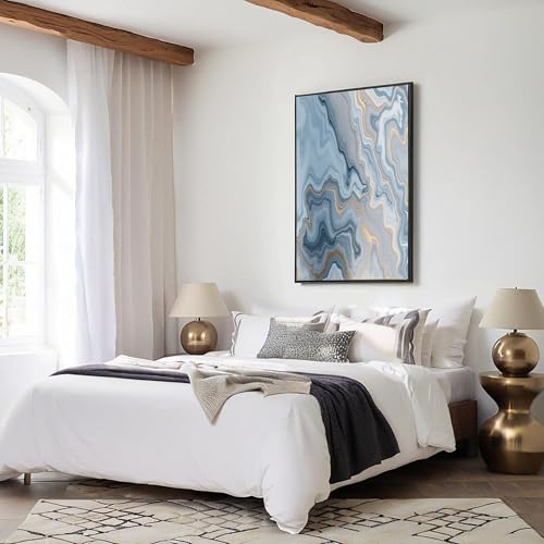 Póster de mármol abstracto de 60x80cm en azul grisáceo sin marco para decoración de salón 5