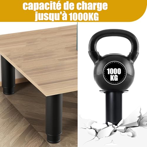 Pied réglable pour meuble noir lot de 4 pour table et canapé - 5