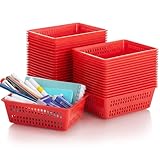 Sherr 36 Pack Classroom Storage Basket Small Plastic Basket for Organizing Crayon Pencil Container Storage Bin Tray Holder for Paper Shelf Back to School Office Supply 6.1' l x 4.3' w x 2.4' h(Red)