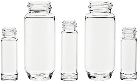 CG-4916-31 Series CG-4916 Sample Vial Complete with Open-Top Cap and Septa, High Recovery, GPI 15-425, 17 mm Diameter, 60 mm Height, Clear, 7.3 mL Capacity (Pack of 100)