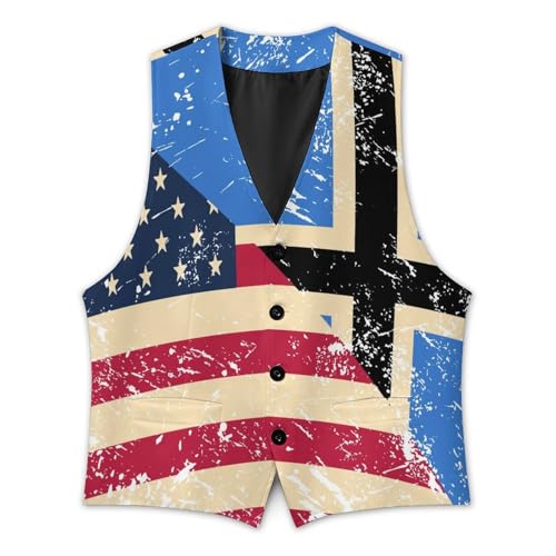 U.S. And Estonia Vintage Flag Trendy Vest Suit for Men V Neck Formal Dress Waistcoat Vests Business Slim Fit2