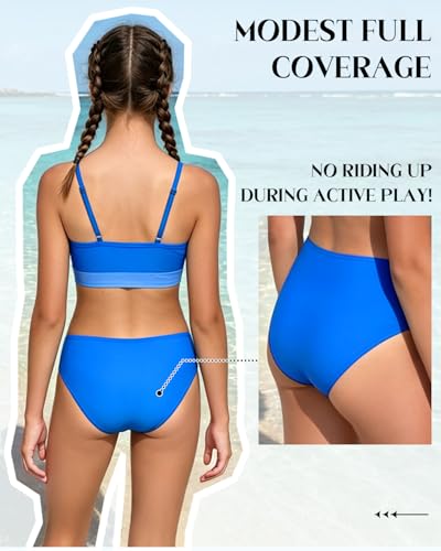 Image of Century Star Teen Girl Swimsuit Two Piece - Color Block Bikini Adjustable Straps Bathing Suit Padded Swimwear