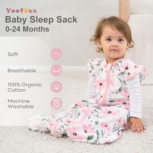 Image of Yoofoss Baby Sleep Sack 0-6 Months Wearable Blanket for Babies 100% Organic Cotton 2-Way Zipper TOG 0.5 Toddler Sleeping Sack 3 Pack, Comfy Lightweight Sleep Sacks