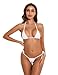 Oneheekini Women Sexy Halterneck Tiny Mini Micro Bra Charming Bikini G String Bottom Beachwear 2 Pieces White…