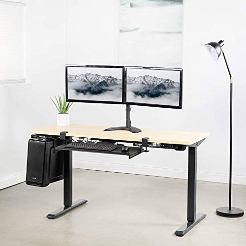 Image of Audiovan Gas Monitor Mounts - Articulating Arm, Adjustable VESA Mount Desk Stand with Clamp and Grommet Base. (Black, Z-022 Dual Flexi Monitor Arm)