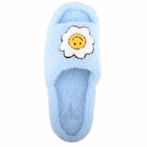 ABSOLUTE FOOTWEAR Womens Easy Slip On Peep Toe Open Back Slider Slipper with Flower Design - Blue - UK 3 / EU 36 - Image 6