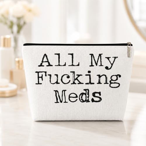 All My Things Meds Makeup Bag, Funny Medicine Cosmetic Bags Zipper Pouch Travel Toiletry Bag, Christmas Birthday Gifts for Women Friends, Travel Storage Accessories -1
