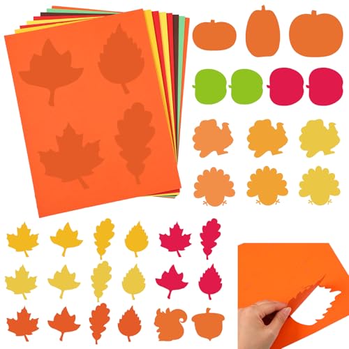 Gersoniel 296 Pcs Thanksgiving Cutouts Precut Fall Leaves Pumpkins Apples