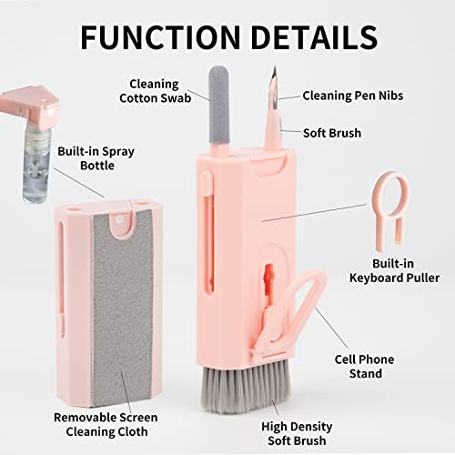 8 In 1 Airpods Cleaning Kit, Pink Keyboard Cleaning Kit With Brush, Portable Multifunctional Cleaning Tool Pen For Phone Computer Screen Electronic Macbook Ipad Pc #TOP4