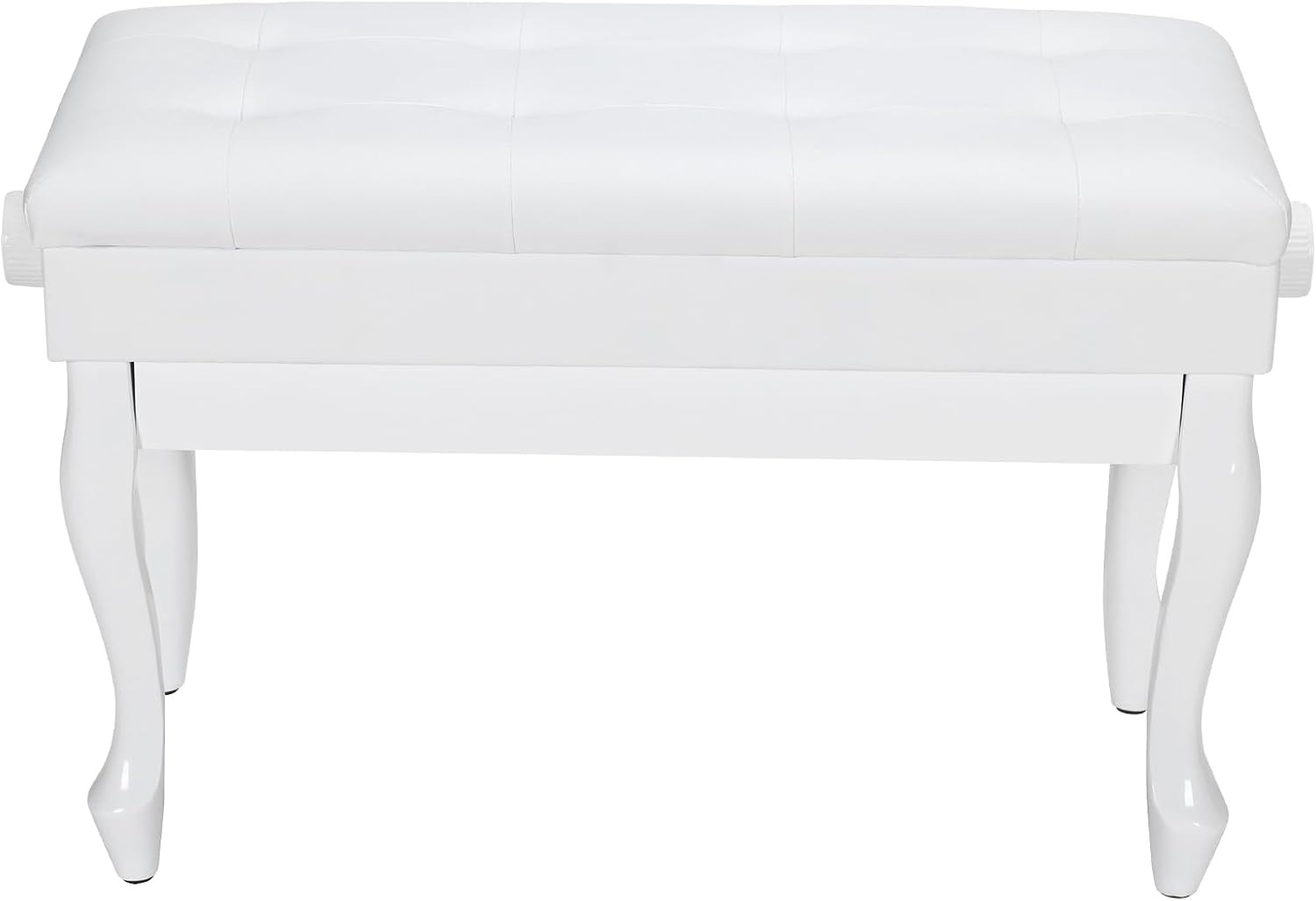 Adjustable Height Piano Stool with Bookcase (White)