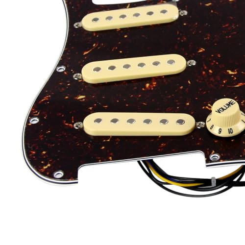 FLEOR Alnico V SSS 3-Ply Prewired Loaded Pickguard Scratchplate Pickups Kit for ST Electric Guitars Replacement Parts Brown Tortoise - Image 4