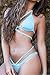 QINSEN Woman's Summer Sexy 2 Pieces Bikini Criss Cross Beachwear Set Blue S