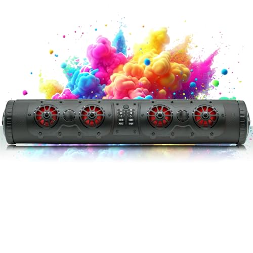 Gravity GTVL74BT 800-Watt Amplified Double-Sided Powersports Marine Soundbar, 8 Speaker, Bluetooth, LED Backlit, Waterproof, Dirtproof, Roll Bar Mount, for UTV/ATV/Off-Road Vehicles