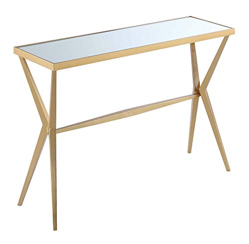 Convenience Concepts Saturn Console Table, Mirror / Gold Frame