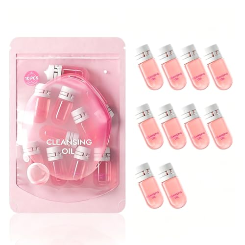DaiLaiFu Mini Cleansing Oil Portable 2ml Capsule 10 Bottles for Travel & Business Trips 2-in-1 Cleanse & Hydrate Rose Scent Makeup Remover Gentle Skincare for All Skin Types (10)