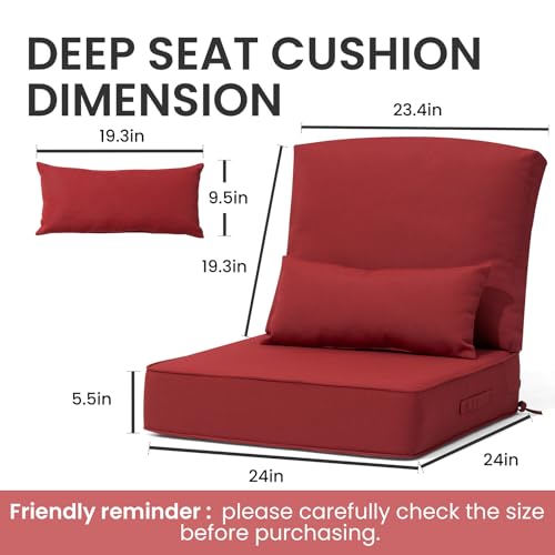 Crestlive Outdoor Deep Seat Cushion Set of 2, with Pillow, 24x24x5.5 by Crestlive Products - Used condition - Image 2