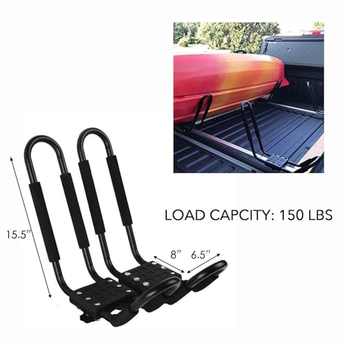 KZU 2 PCS Kayak Roof Rack, Surf Board Carrier, Canoe, Surf Board, Ski Board, Snow Board Holder on Roof Top, Mount Racks for Car, Truck J Bar with 4 pcs Tie Down Straps, NJD423 - Thumbnail 2