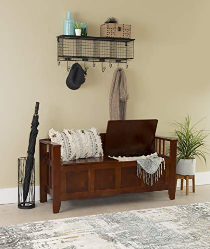 Linon Jenner Walnut Split Seat Storage Bench #TOP1