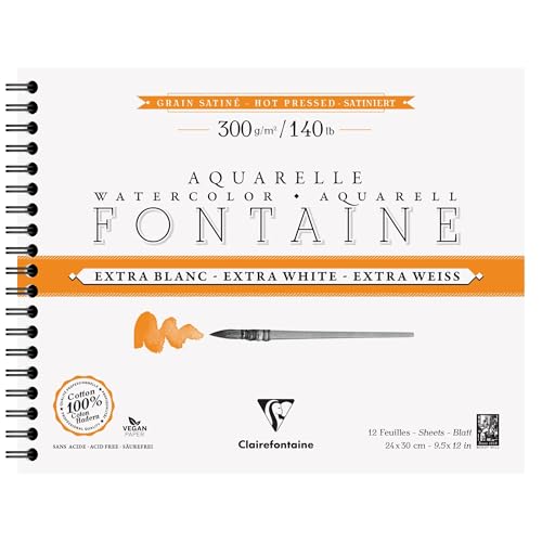 Papel acuarela 300g satinado Clairefontaine 976031C bloc espiral blanco