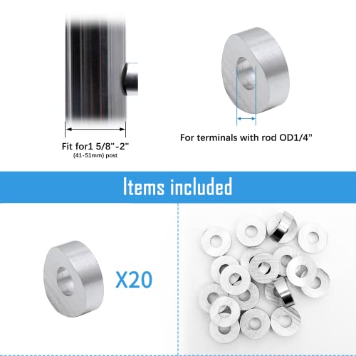 Helffer T316 1/4" Curved Washer, Titanium Plated Stainless Steel, For Cylinders With Radius Of 50Mm Round Column, Cable Railing Post, Metal Post Aluminum Deck Railing, 6.6Mm Aperture, 20 Pack #TOP1